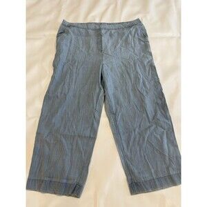 Chicos Lyocell Pull On Pants Womens Sz 3 Elastic Waist Pockets Wide Leg Cropped
